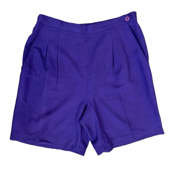 Hanasport California Pants - Vintage Women's Size 14 Purple Shorts High Waisted Pleated USA 80s